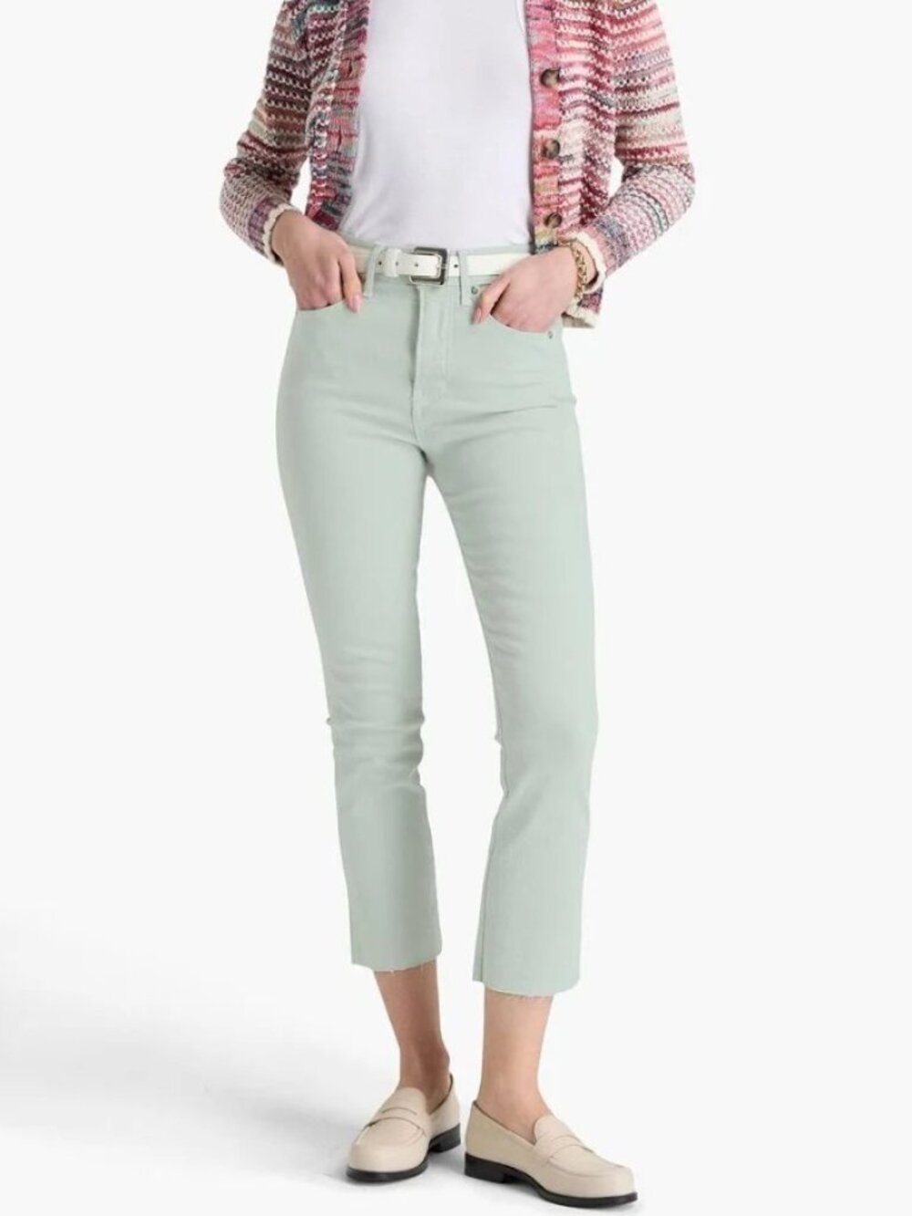 Veronica Beard Carly High Waist Kick Flare Jeans Silver Sage Size: 25